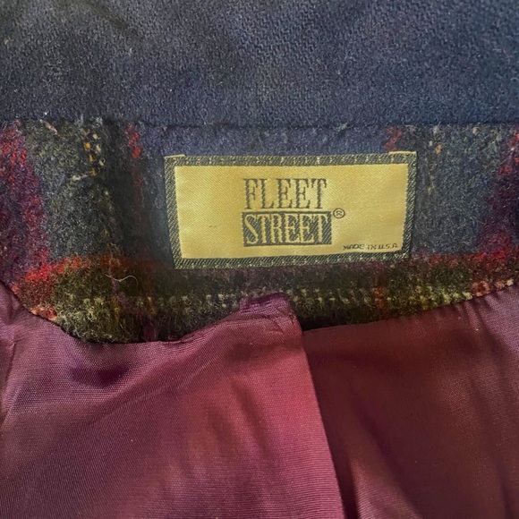 Fleet Street | Women’s Burgundy, Red, and Blue Plaid Wool Coat Size XL - Picture 12 of 15